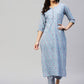 Kalini Floral Printed Notch Collar Kurta with Trousers - Swadesiicart