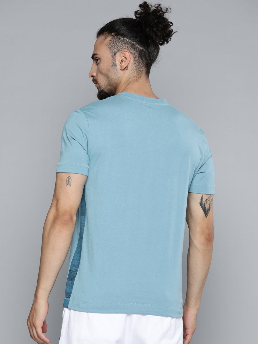 Alcis Men Blue Solid Slim Fit Gym T-shirt | Swadesiicart