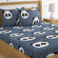Home Sizzler Grey & White Graphic 144 TC Bedsheet with Pillow Covers - Swadesiicart