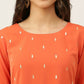 FIORRA Women's Orange Poly Crepe Flared Kurta With Dupatta - Swadesiicart