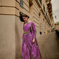 Viola Purple Weavead Thread & Zari Work, Handloom Weaving Banarasi Satin Silk Saree - Rajtex Kronicle Silk - Swadesiicart