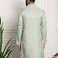 Sojanya Men Green & Beige Ethnic Motifs Jacquard Woven Design Straight Kurta | Swadesiicart