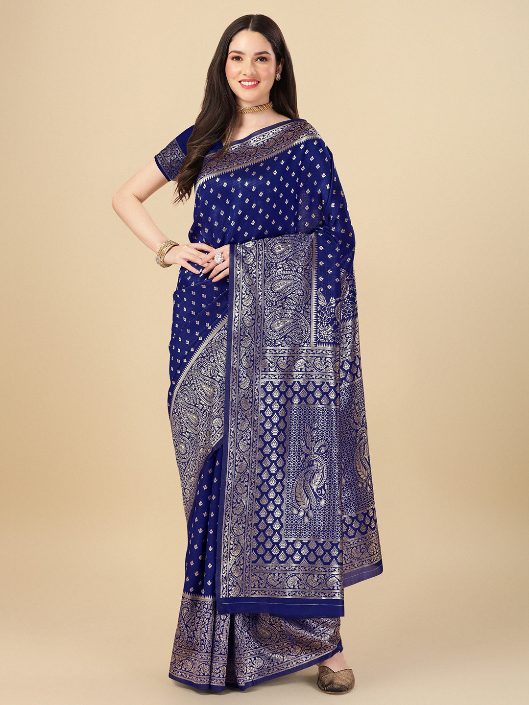 Kalini Ethnic Motifs Woven Design Zari Banarasi Saree | Swadesiicart