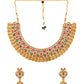 Aadita Gold-Polished Green & Pink Stone-Studded & Pearl Beaded Jewellery Set - Swadesiicart