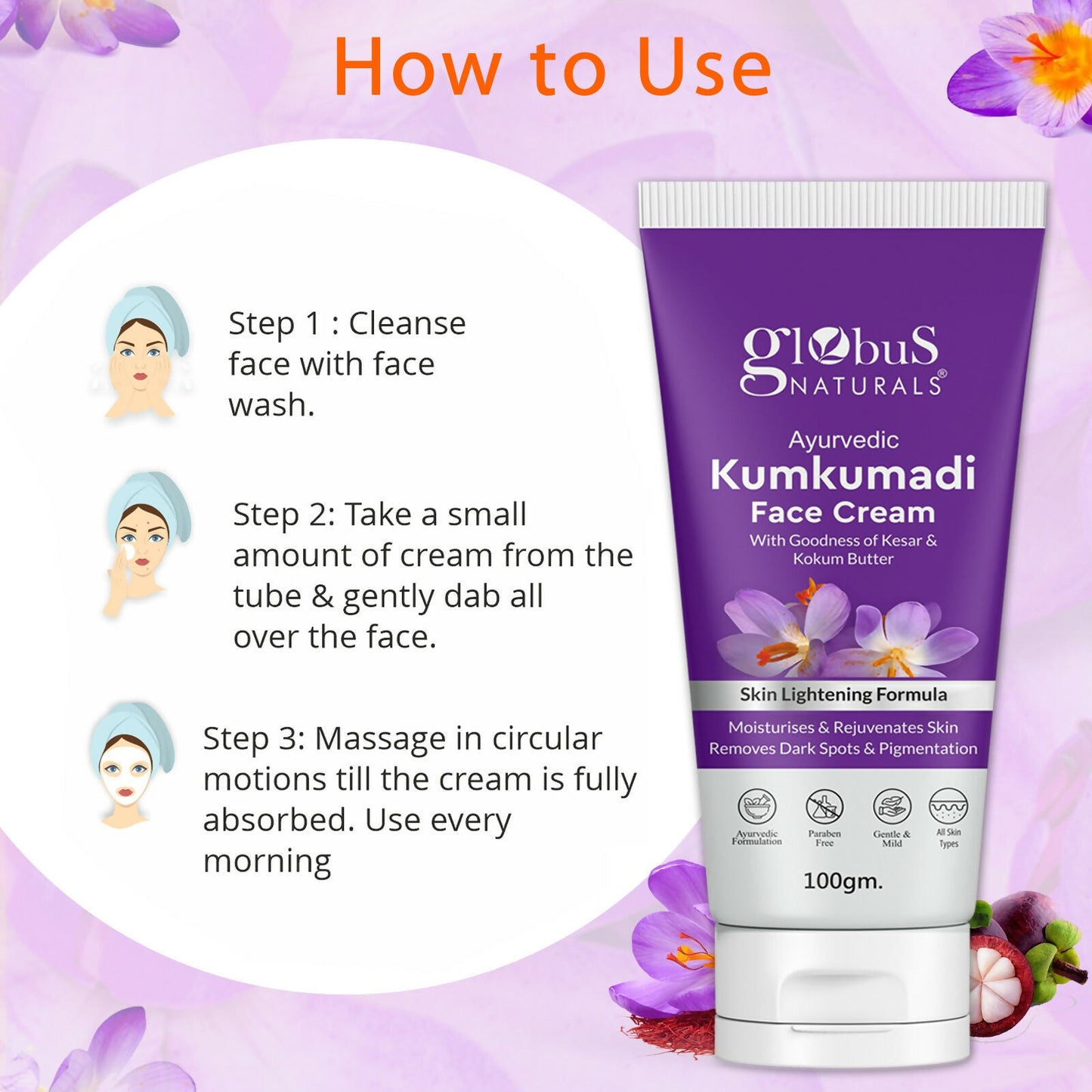 Globus Naturals Ayurvedic Kumkumadi Skin Lightening Face Cream | Swadesiicart