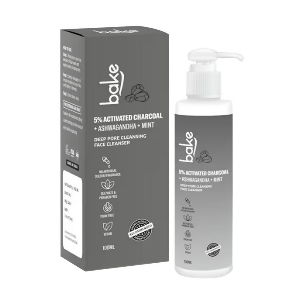 Bake 5% Activated Charcoal Face Cleanser | Swadesiicart