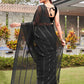 Tikhi Imli Black Striped Sequinned Saree | Swadesiicart