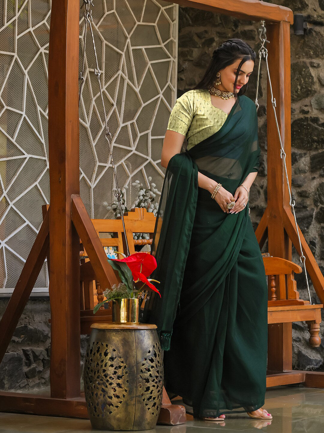 Tikhi Imli No Border Ready to Wear Saree | Swadesiicart