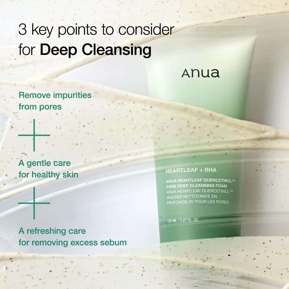 Anua Heartlef Quercetinol Pore Deep Cleansing Foam - Korean Skincare | Swadesiicart