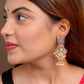 Shoshaa Blue & Gold-Toned Dome Shaped Jhumkas Earrings | Swadesiicart