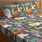 KLOTTHE Grey & Orange Cartoon Character Printed 300 TC King Bedsheet With 2 Pillow covers - Swadesiicart
