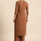 All About You Women Brown Ethnic Motifs Embroidered Chikankari Kurta with Palazzos | Swadesiicart