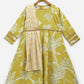 Ahalyaa Lemon Yellow Crepe Digital Print Kids Kurta With Dupatta Set For Girls | Swadesiicart