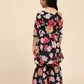 Alakhi Studio Girls Floral Georgette Printed V-Neck Kurta With Sharara - Black
