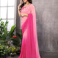 Aafreen Partywear Designer Pink Georgette Fancy Saree
