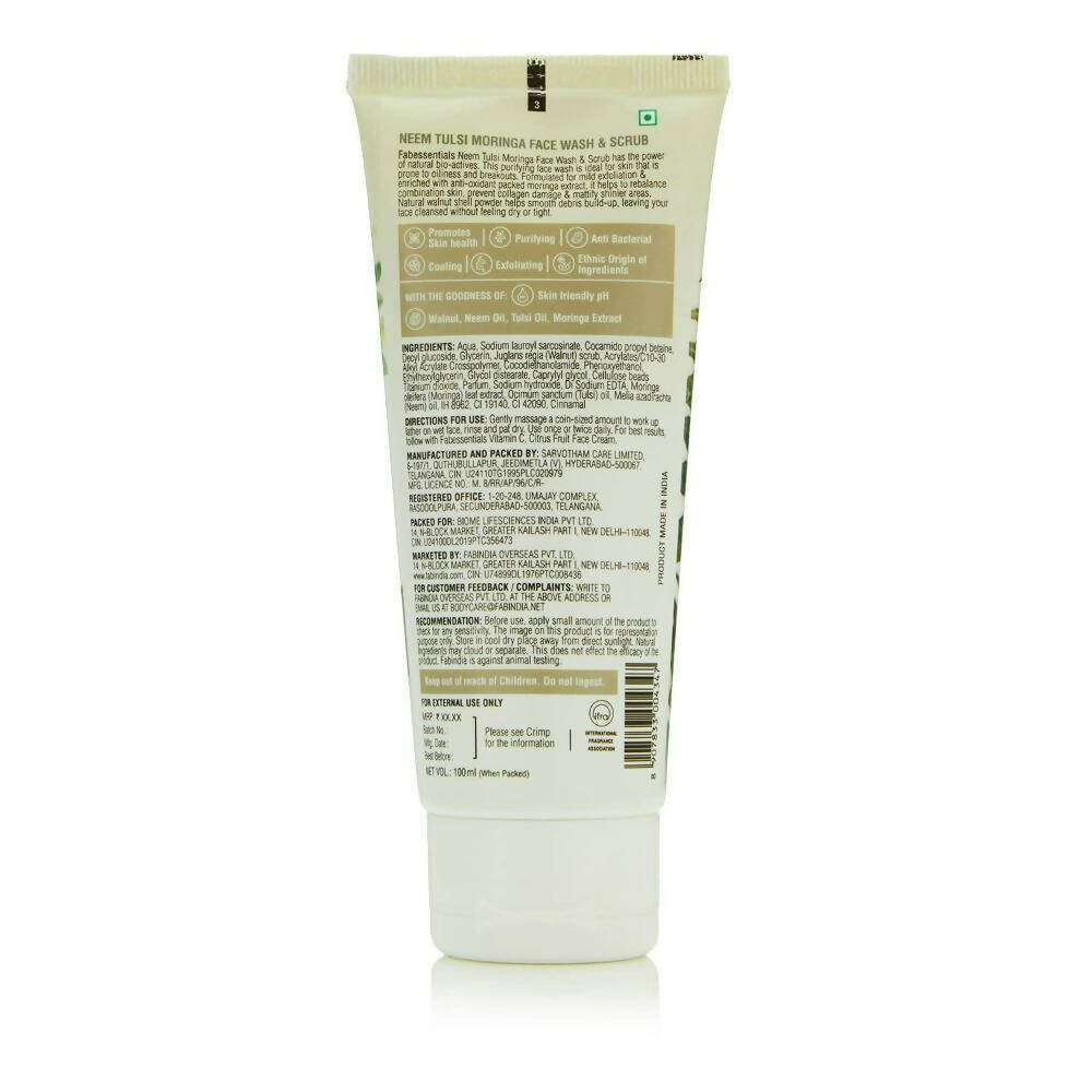 Fabessentials Neem Tulsi Moringa Face Wash & Scrub - Swadesiicart