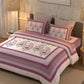 BELLA CASA Pink & White 350TC Ethnic Motifs Pure Cotton King Bedsheet with 2 Pillow Covers