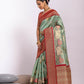 Vishnu Weaves Women's Pista Tissue Silk Zari Woven Saree with Blouse - Swadesiicart