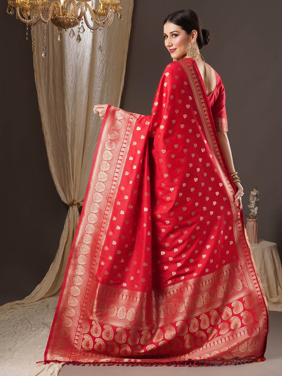 Anouk Floral Zari Banarasi Saree | Swadesiicart