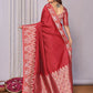 Joban Fashion Banarasi Red Jacquard WovenSoft Silk Saree | Swadesiicart