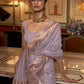 Mitera Lavender & Gold-Toned Ethnic Motifs Zari Silk Blend Banarasi Saree | Swadesiicart