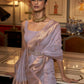 Mitera Lavender & Gold-Toned Ethnic Motifs Zari Silk Blend Banarasi Saree | Swadesiicart