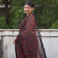 Tikhi Imli Black & Red Poly Georgette Printed Saree | Swadesiicart