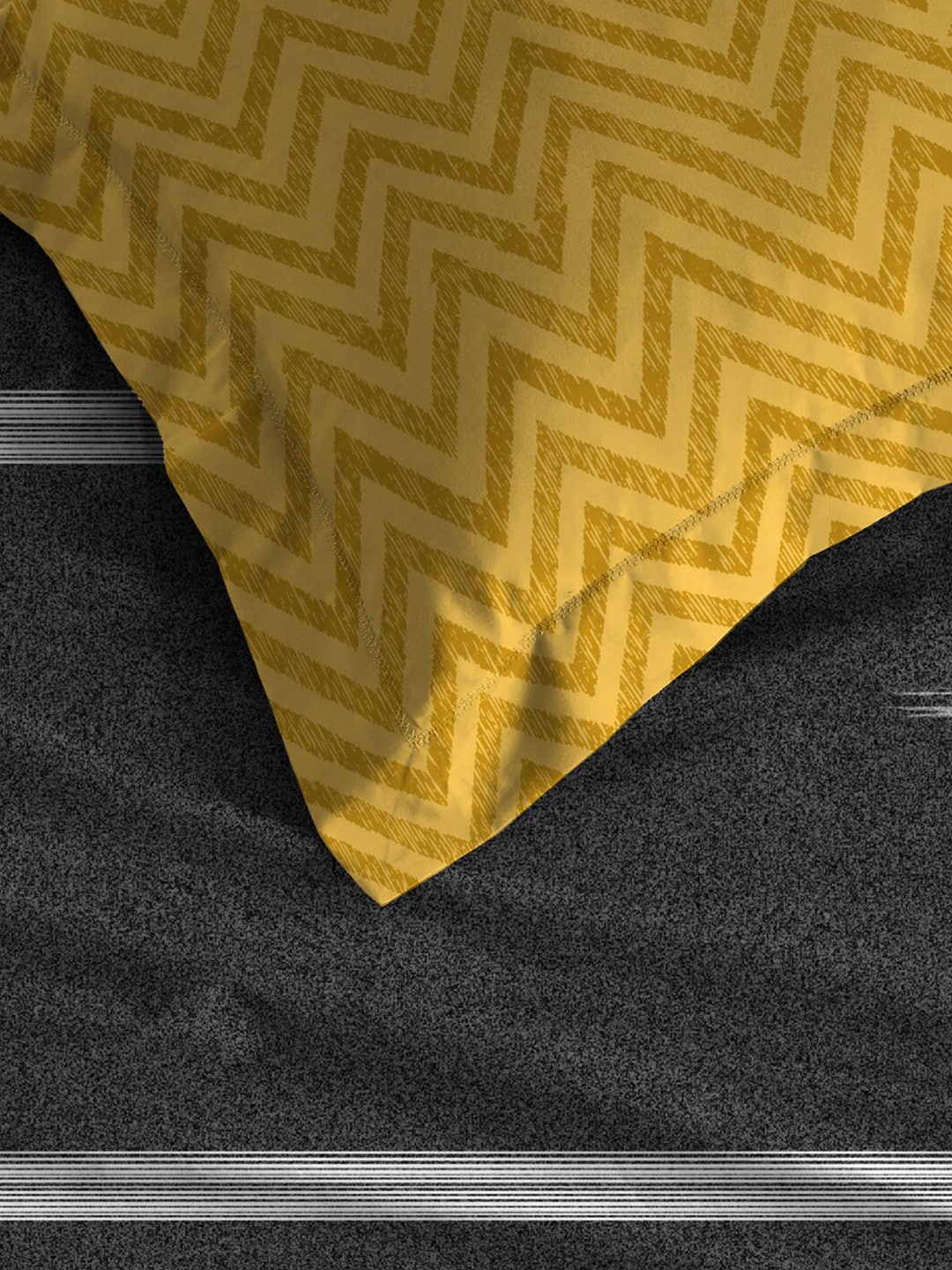 MYTRIDENT Grey Melange White Geometric Cotton 144 TC Queen Bedsheet With 2 Pillow Covers - Swadesiicart