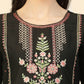Black Embroidered Chinon Straight Kurta With Trouser & Dupatta - Salimar