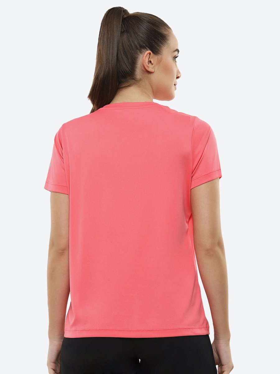 ASICS Women Pink Brand Logo Printed BIG GRAPHIC SS Round Neck Sports Running T-shirt | Swadesiicart