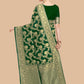 Kalini Green & Gold-Toned Woven Design Silk Blend Banarasi Saree | Swadesiicart