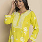 HOUSE OF KARI Floral Chikankari Embroidered Cotton Straight Kurta | Swadesiicart