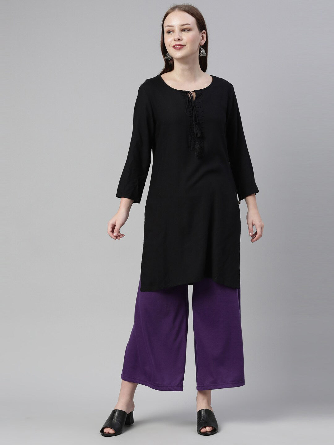Souchii Women Purple Knitted Palazzos - Swadesiicart
