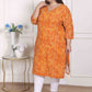 Miravan Women's Plus Size Yellow Bandhani Printed Straight Kurta - Swadesiicart