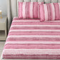 DREAM WEAVERZ Pink Striped Pure Cotton 220 TC King Bedsheet With 2 Pillow Covers - Swadesiicart