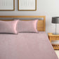 KLOTTHE Pink Woolen 300TC King Bedsheet Fitted Bedsheet With 2 Pillow Covers - Swadesiicart