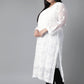 ADA Women Plus Size White Chikankari Embroidered Handloom Kurta with Inner | Swadesiicart