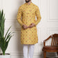 Sojanya Men Yellow Ethnic Motifs Printed Kurta with Churidar | Swadesiicart