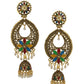 Anikas Creation Gold-Toned & Multicoloured Contemporary Jhumkas Earrings | Swadesiicart
