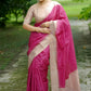 Vishnu Weaves Women's Pink Tussar Silk Woven Saree with Blouse - Swadesiicart