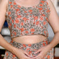 Miravan Women's Brown Floral Printed Crop Top And Skirt Co-Ord Set - Swadesiicart