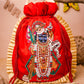 NR By Nidhi Rathi Red & White SHRINATHJI Embroidered Potli Clutch
