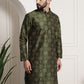 Sojanya Men Green & Brown Ethnic Motifs Printed Kurta | Swadesiicart