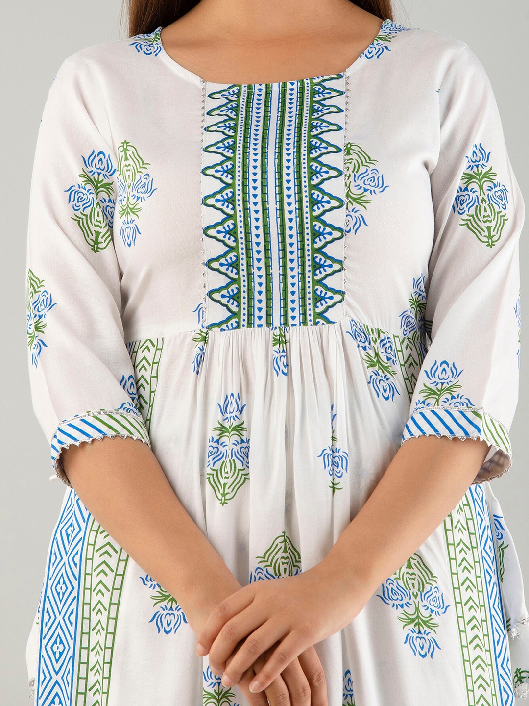 Kalini Floral Printed Pleated Gotta Patti Kurta with Trousers - Swadesiicart