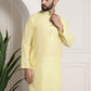Sojanya Men Yellow Dobby Self-Checked Straight Kurta | Swadesiicart