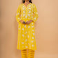 HOUSE OF KARI Floral Embroidered Chikankari Kurta | Swadesiicart
