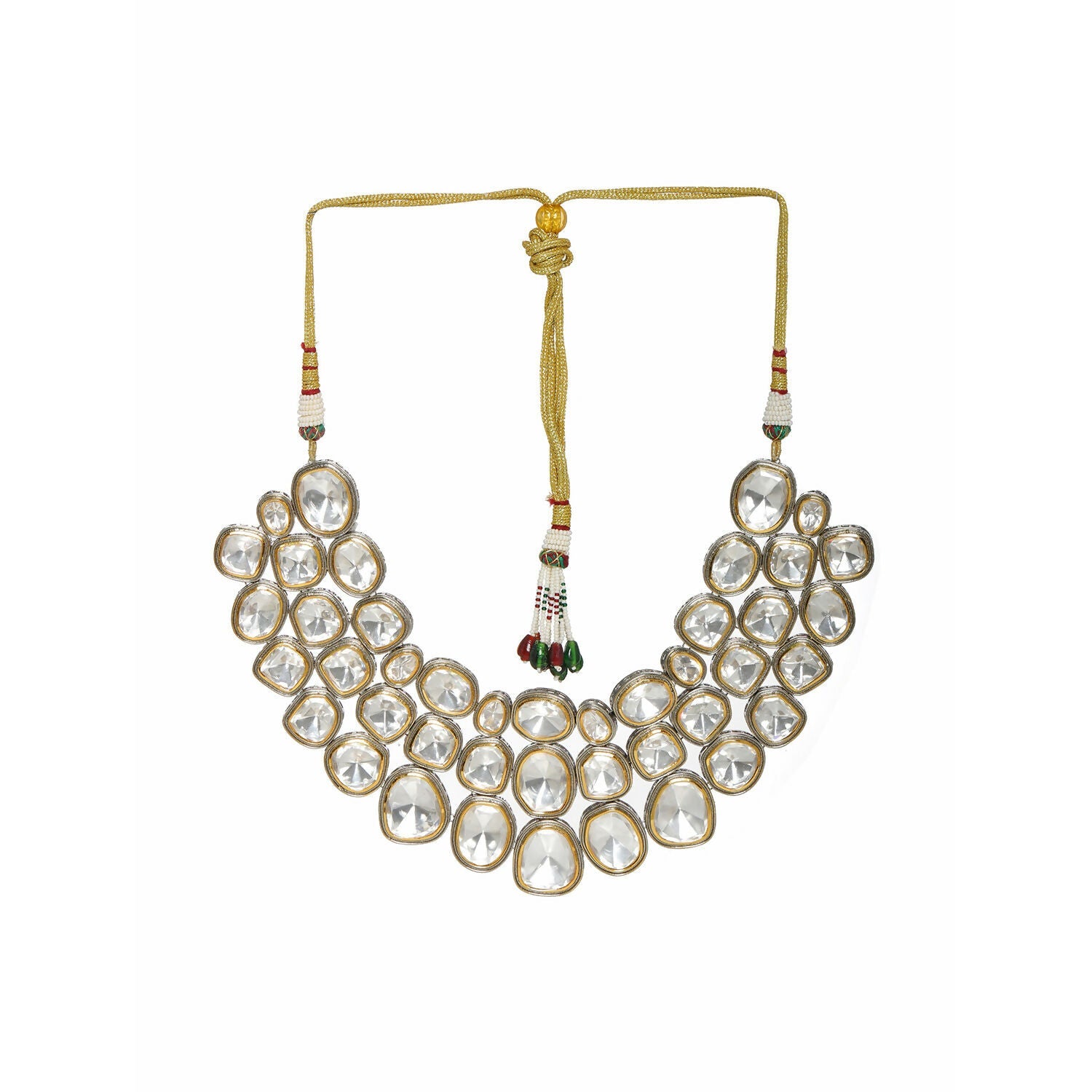 Maharani Layered Choker (Silver) - Ruby Raang | Swadesiicart