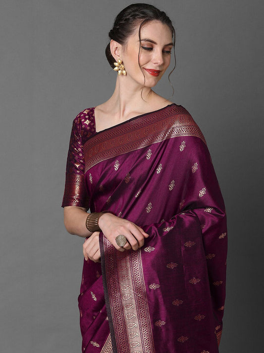 Mitera Woven Design Zari Silk Blend Banarasi Saree | Swadesiicart