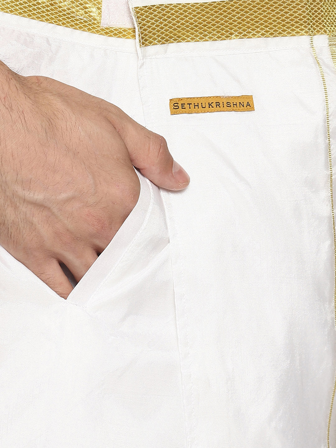 Sethukrishna White Solid Readymade Dhoti For Men | Swadesiicart
