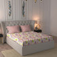 MYTRIDENT Moments Pink Blue Floral Pure Cotton 120 TC Queen Bedsheet With 2 Pillow Covers - Swadesiicart
